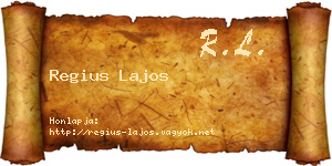 Regius Lajos névjegykártya